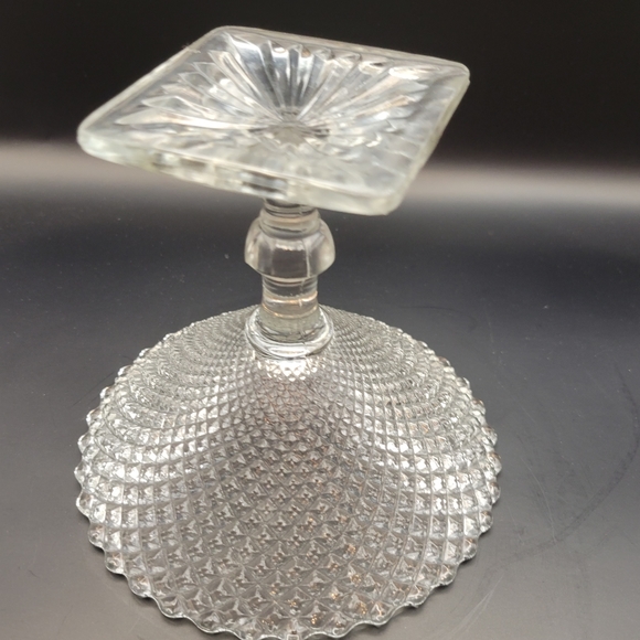Vintage Miss America Clear Glass 4 3/4in Tall Pedestal Candy Dish Compote - Picture 8 of 9